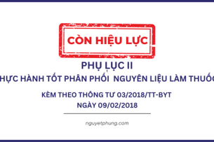 Phụ lục II Thực hành tốt phân phối nguyên liệu làm thuốc ban hành kèm Thông tư số 03/2018/TT-BYT