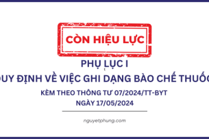 PHỤ LỤC 1  QUY ĐỊNH VIỆC GHI DẠNG BÀO CHẾ THUỐC THUỘC GÓI THẦU GENERIC, GÓI THẦU THUỐC DƯỢC LIỆU, THUỐC CỔ TRUYỀN TẠI KẾ HOẠCH LỰA CHỌN NHÀ THẦU