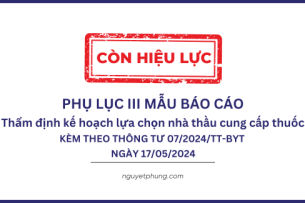 PHỤ LỤC 3  MẪU BÁO CÁO Thẩm định kế hoạch lựa chọn nhà thầu cung cấp thuốc