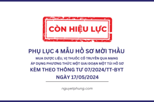 PHỤ LỤC 4 MẪU HỒ SƠ MỜI THẦU MUA DƯỢC LIỆU, VỊ THUỐC CỔ TRUYỀN QUA MẠNG ÁP DỤNG PHƯƠNG THỨC MỘT GIAI ĐOẠN MỘT TÚI HỒ SƠ