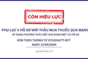 PHỤ LỤC 5 HỒ SƠ MỜI THẦU MUA THUỐC QUA MẠNG ÁP DỤNG PHƯƠNG THỨC MỘT GIAI ĐOẠN MỘT TÚI HỒ SƠ