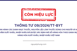 Thông tư số 09/2024/TT-BYT ban hành các danh mục thuốc, nguyên liệu làm thuốc dùng cho người và mỹ phẩm xuất khẩu, nhập khẩu đã được xác định mã số hàng hóa theo danh mục hàng hóa xuất khẩu, nhập khẩu Việt Nam